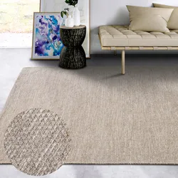 Wollteppich ELLE DECORATION "Pradesh", beige (linen,weiß), B:120cm H:10mm L:170cm, Wolle, Teppiche, Handgewebt, Wolle, Natur, Läufer, Wohnzimmer, Schlafzimmer, Skandi