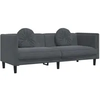 vidaXL Sofa mit Kissen 3-Sitzer Dunkelgrau Samt