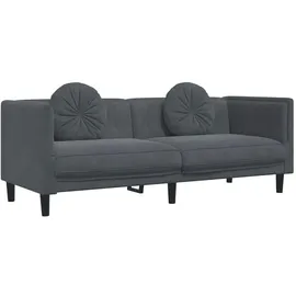 vidaXL Sofa mit Kissen 3-Sitzer Dunkelgrau Samt