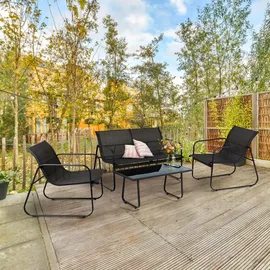 Koopmann International Gartenmöbelset 7-tlg. Schwarz
