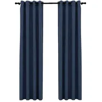 vidaXL Verdunkelungsvorhang Ösen 140 x 245 cm blau 2 St. Leinenoptik