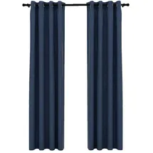 vidaXL Verdunkelungsvorhang Ösen 140 x 245 cm blau 2 St. Leinenoptik
