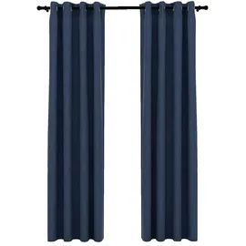 vidaXL Verdunkelungsvorhang Ösen 140 x 245 cm blau 2 St. Leinenoptik