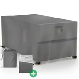 Sanzaro Abdeckung Gartenmöbel Winterfest - 600D Oxford mit RipStop-Technologie, Schwerlast 320g, Reißfest & UV-Beständig, Schutzhülle für Gartentisch Sitzgruppe Balkonmöbel - Schwarz
