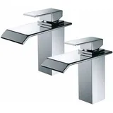 2X Badezimmer-Wasserhahn, Wasserfall-Waschtischarmatur, Badezimmer-Wasserhahn, Chrom-Waschtischarmatur, Mischbatterie, Mischbatterie für Badezimmer