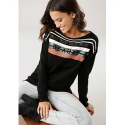 Strickpullover, in Streifen-Design mit Glitzersteinen, Gr. 34, schwarz-camelfarben-gestreift (aus nachhaltigem Material), , 27163115-34