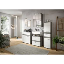 xonox.home Blake Standschrank 35 x 137 x 31 cm Rauchsilber/Weiß