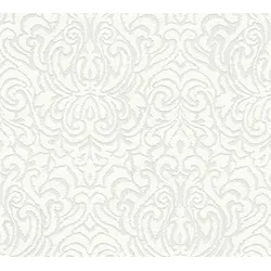 Textiltapete ARCHITECTS PAPER "Tessuto", weiß, B:0,53m L:10,05m, Viskose, Vlies, Tapeten, Tapete Barock Tapeten Wohnzimmer Schlafzimmer Küche modern Flur Design