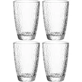 LEONARDO Matera Set 4-teilig - Hochwertiges Glas in Hammerschlag-Optik - Inhalt 340 ml - Spülmaschinenfest, robust - 4er Set transparent, 077408