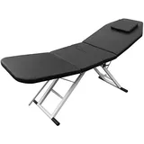 RANZIX Dreifach Gefaltetes Kosmetikliege Massageliege Massagetisch Massagestuhl bis 150 kg belastbar Premium-PVC-Leder mit Aluminiumfüße für Salon Spa (Black)