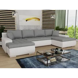 Sofnet Wohnlandschaft Kunstleder 7-Sitzer Weiß/Grau