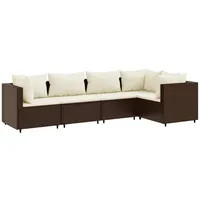 vidaXL 5-tlg Garten-Lounge-Set mit Kissen Braun Poly Rattan Modell 12