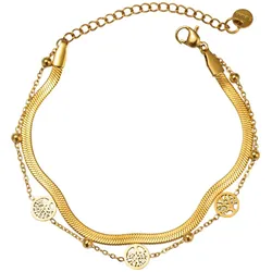 Edelstahlarmband FIRETTI "Schmuck Geschenk Edelstahl Armschmuck Armkette Baum des Lebens", gold (gelbgoldfarben), Armbänder, Damen, Edelstahl, Made in Germany