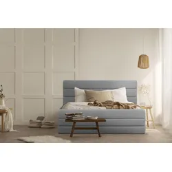 Polsterbett OTTO PRODUCTS "Merrit", grau (hellgrau), B:173cm H:124cm L:214cm, Struktur (70% recyceltes Polyester, 30% Polyester), Betten, Polsterbett Polsterbett ohne Bettkasten, Quernaht im Kopf- und Fußteil, in 5 Breiten, auch in 220 cm Länge