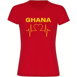 multifanshop Damen T-Shirt - Ghana - Herzschlag - Druck gelb - Frauen