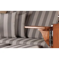 Mr. Deko Strandkorb - bene living - Schaalsee Mahagoni - PE grau - Modell 537 - inkl. Liftersystem