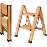 Trittleiter 2 Stufen Klappbar, Klapptritt Aluminium 150kg Kapazität