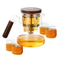 Enchanti-Teekanne, Magic Teapot With Strainer,Glas Teekanne Mit 4 Tassen Water Separation Glass Teapot With Wooden Handle, Enchantipot Witchcrafts Teapot, Enchantipot Magic Tea Pot Zum Aufbrühen