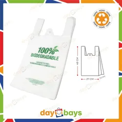 DayBays 6000 Stk. Bio Hemdchentragetaschen 27+13x48 cm 100% Biodegradable Bag weiß geblockt