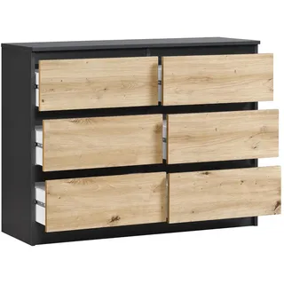 home collective Kommode anthrazit Eiche Artisan, Holz 6 Schubladen, 100x77.5x31 cm Wohnzimmer, Kommoden & Sideboards, Kommoden