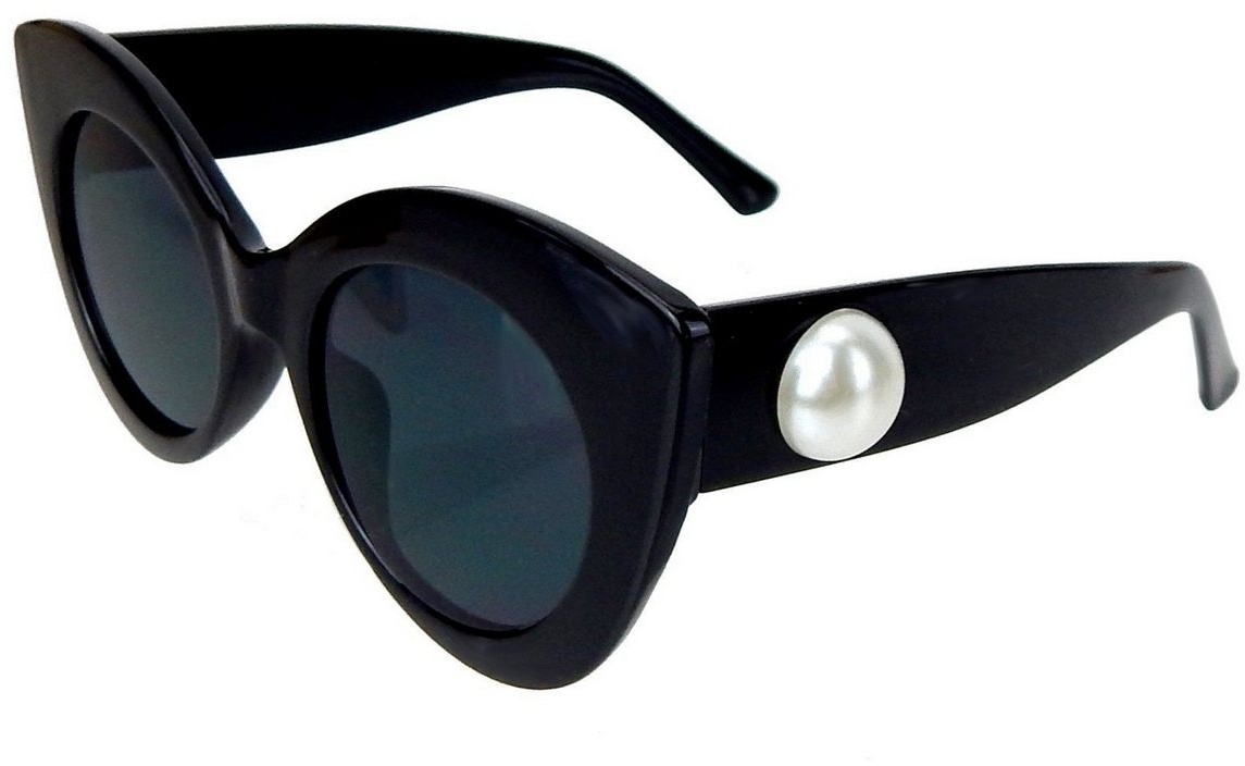 Ella Jonte Retrosonnenbrille Statement Sonnenbrille schwarz mit Perle im Retro Look UV 400 schwarz