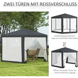 Outsunny Pavillon 4 x 3 m inkl. 6 Seitenteile Dunkelgrau