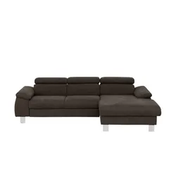 uno Ecksofa aus Velours Micky ¦ braun ¦ Maße (cm): B: 244 H: 72 T: 166.0