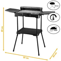 TZS FIRST AUSTRIA Elektrogrill Standgrill, 2000W, Elektrogrill mit Temperaturregler & Wärmereflektor, Gartengrill mit Standfüßen, Elektrisch Tischgrill schwarz