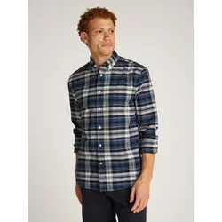 Karohemd TOMMY HILFIGER "OXFORD HERITAGE PLAID RF SHIRT", Herren, Gr. XXXL, N-Gr, blau (aegean sea, allover), Web, Obermaterial: 100% Baumwolle, kariert, casual, regular fit hüftlang, Langarm Ärmel mit Ärmelschlitz 1-Knopf-Manschette, Hemden, mit Schottenkaro