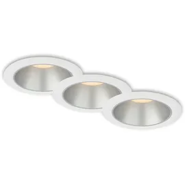 Briloner Leuchten - 3er Set Bad Einbauleuchten LED, Einbaulampen, zurückgesetzte LED, IP44 Spritzwasserschutz, warmweißes Licht, Einbaustrahler Bad, Weiß -Silber, 95x54 mm, 7041-036