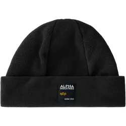 Skimütze ALPHA INDUSTRIES "Alpha Industries Accessoires - Headwear Label Fleece Beanie", Damen, Gr. onesize, schwarz, Obermaterial: 100% Polyester, Mützen