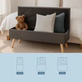 Relaxdays Truhenbank Gepolstert Grau 110 x 40 x 40 cm