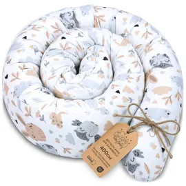 Totsy Baby Seitenschläferkissen Bettschlange Body Pillow 400 cm Baumwolle - Kopfkissen lang Bettrolle Schlafkissen Nackenrolle Kissen Eulen