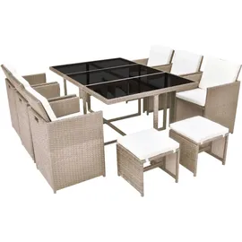 vidaXL Garten-Essgruppe 11-tlg. beige 42557