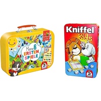 Schmidt Spiele 40591 Meine 6 ersten Spiele im Metallkoffer, Kinderspielesammlung, bunt & 51245 Kniffel Kids BMM Metalldose