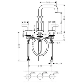 Hansgrohe Citterio 3-Loch Waschtischarmatur Edelstahl Optic