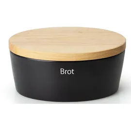 Continenta Brottopf mit Holzdeckel oval 36 cm matt schwarz