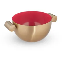 Relaxdays Servierschüssel, Edelstahl, Ø 15 cm, runde Metallschüssel zum Backen & Servieren, Küchenschüssel, gold/ rot