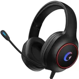 KAPEYDESI Gaming Headset for PC, PS4, PS5, Gaming Headset mit mikrofon, Surround Sound Headset, RGB Gaming Kopfhörer for Mac, Switch, Xbox Series, Schwarz