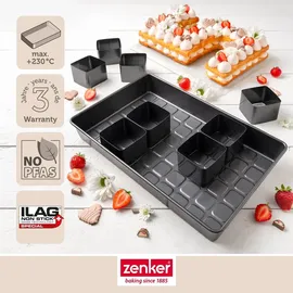 Zenker Zahlen- und Buchstaben Backform – 9-teiliges Set für kreative Backwerke, PFAS-freie Beschichtung, Hitzebeständigkeit +230 °C, Schwarz