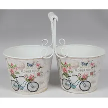 Buri Doppel Übertopf 26,5 x 26,5 x 20 cm Mehrfarbig