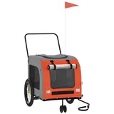 vidaXL Fahrradhundeanhänger orange/grau 134 cm x 68 cm x 73 cm