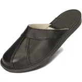 BeComfy Herren Leder Hausschuhe Lederpantoffeln Latschen Schwarz Weiches Kalbsleder 40-46 EU (Schwarz, 41 - 41 EU