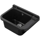 Hydroland Waschbecken SCHWARZ 50, Kunststoff Spülbecken Waschtrog Ausgussbecken, Ablaufgarnitur 50x34x21 schwarz