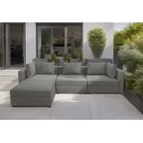 DOMO collection 3-Sitzer DOMO COLLECTION "Solskin, individuell erweiterbar/kombinierbar", grau (anthrazit), B:312cm H:80cm T:96cm, 100% solution dyed Acryl, Sofas, mit losen Kissen. Rücken- und Seitenteile als Stecksystem.