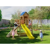 Spielturm Treehouse KDI inkl. Doppelschaukel, Rutsche gelb