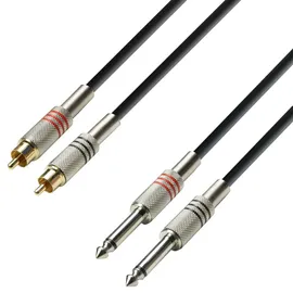 Adam Hall Audiokabel 2x Cinch-Stecker / 2x 6,35mm-Klinken-Stecker mono 1m (K3TPC0100)