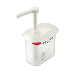 araven Soßenspender, Polypropylen, GN 1/9, Saucenspender aus halbtransparentem Polypropylen mit System ColorClip, Volumen: 1,5 Liter