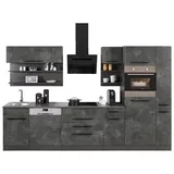 kochstation Küchenzeile »KS-Tulsa«, mit E-Geräten, Breite 320 cm, schwarze Metallgriffe, MDF Fronten