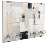 DEQORI Schlüsselbrett 'Stadt der Formen', (1 St), Schlüsselhalter Schlüssel Haken Schlüsselboard modern Schlüsselleiste beige|grau